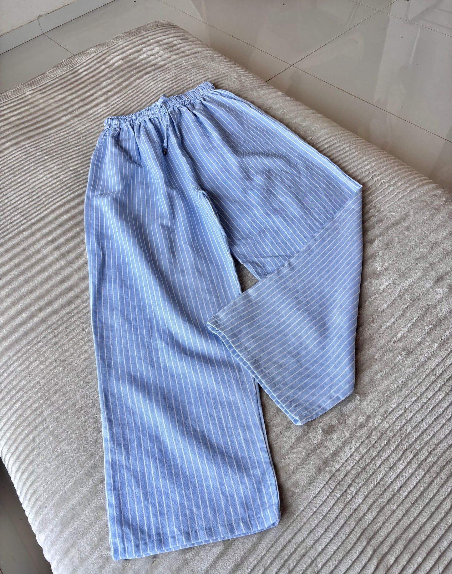 Blue & White Striped Pants