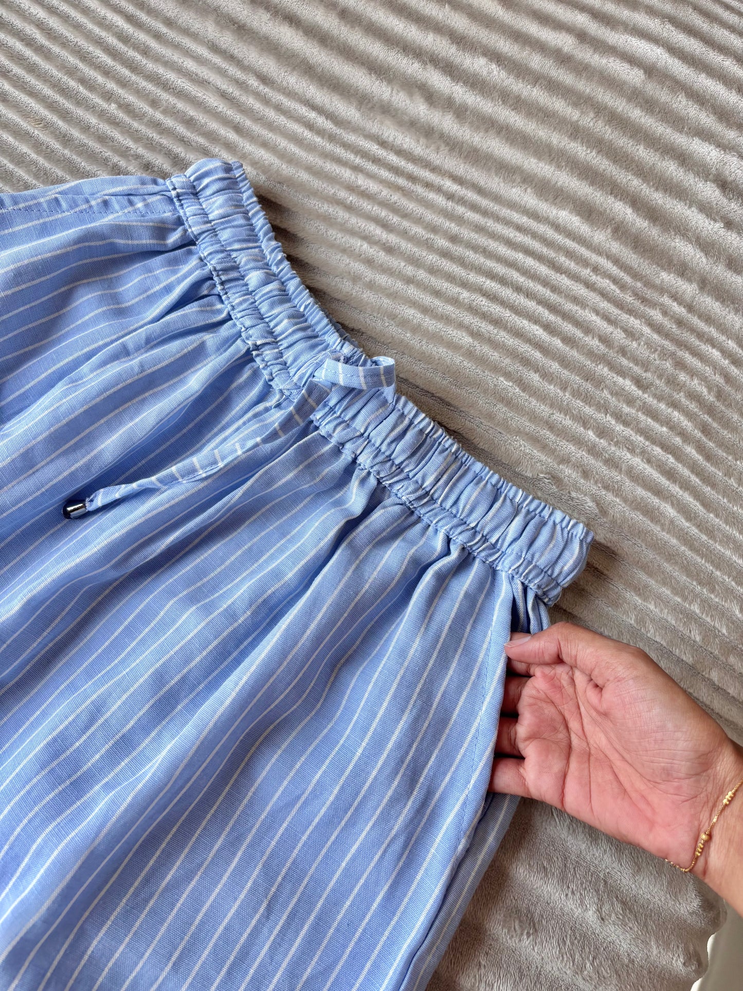 Blue & White Striped Pants