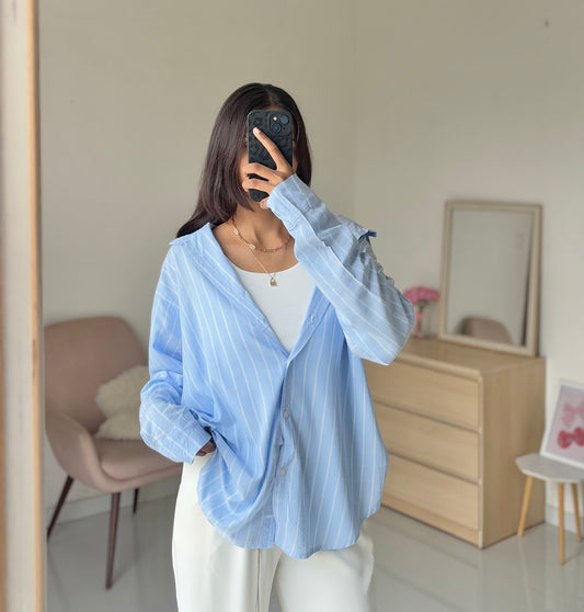 Oversized Blue Striped Shirt