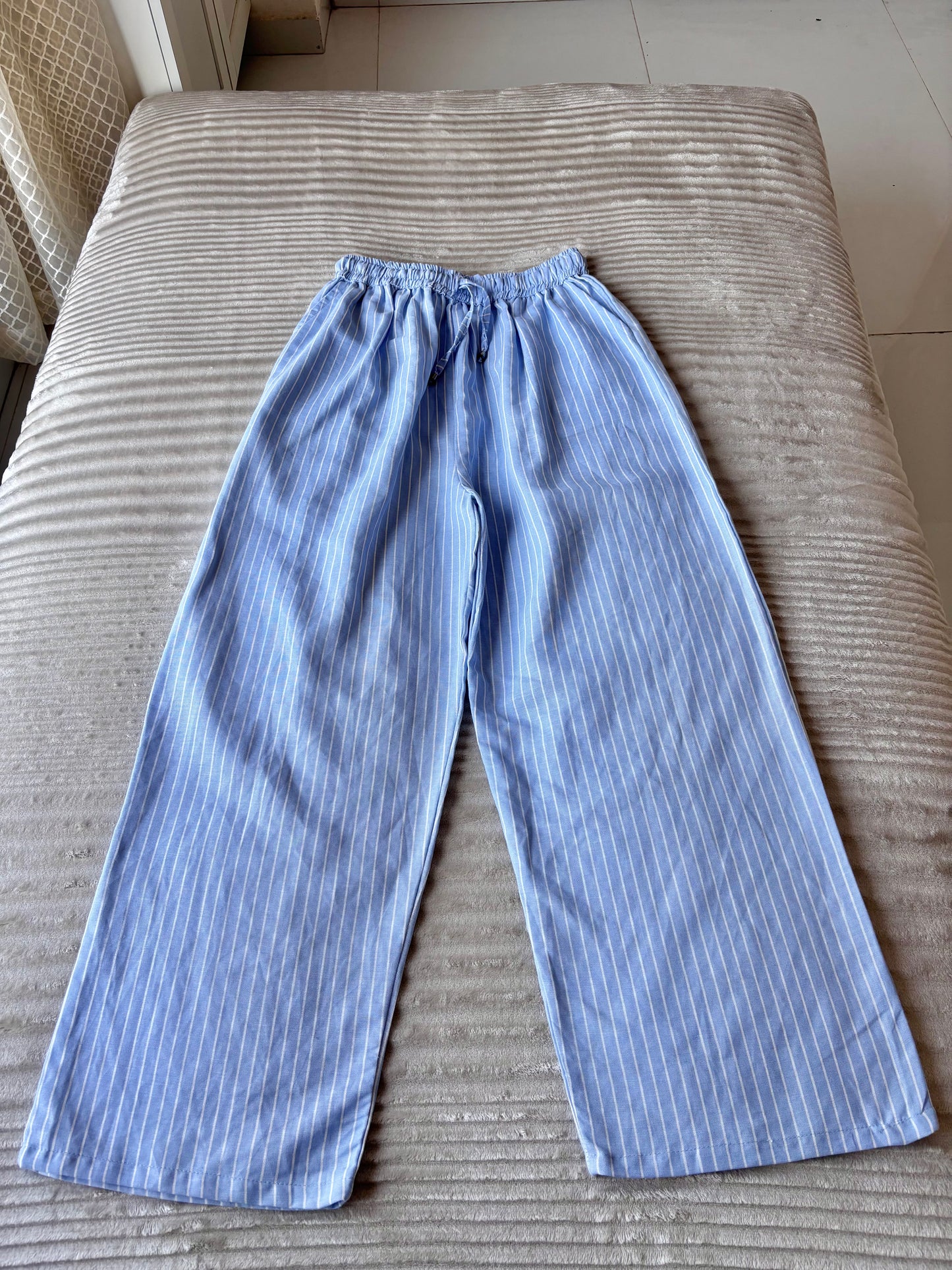 Blue & White Striped Pants