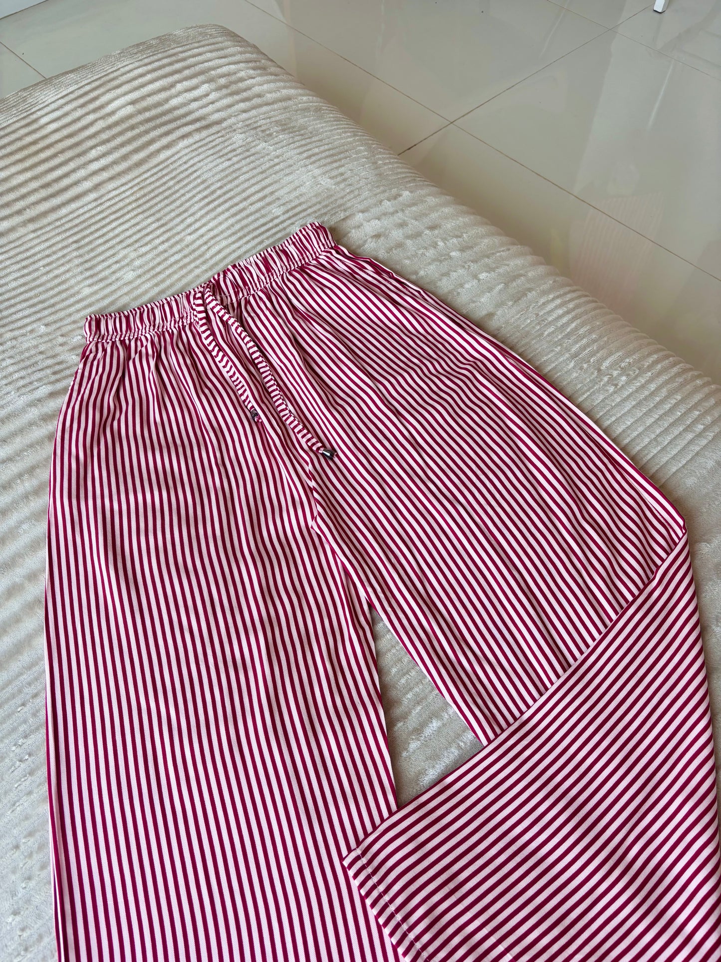 Cherry Red Striped Pants