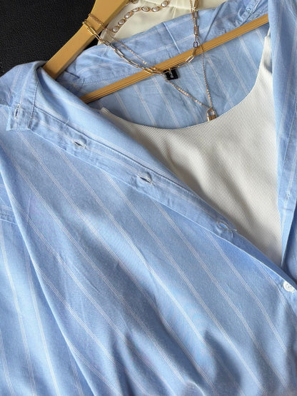 Oversized Blue Striped Shirt