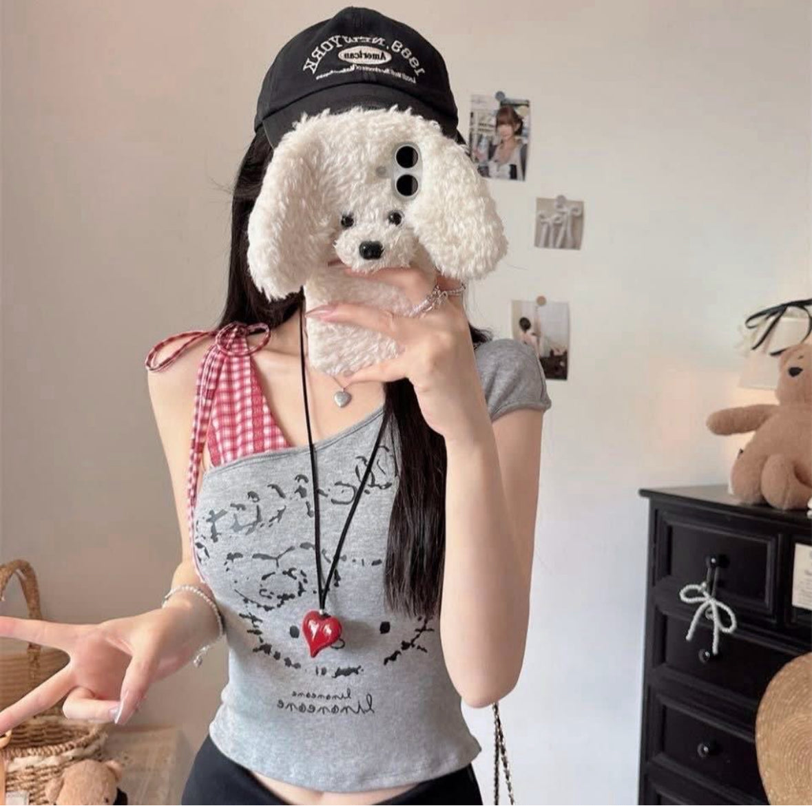 Hello Kitty Built-in Bra One Shoulder Top