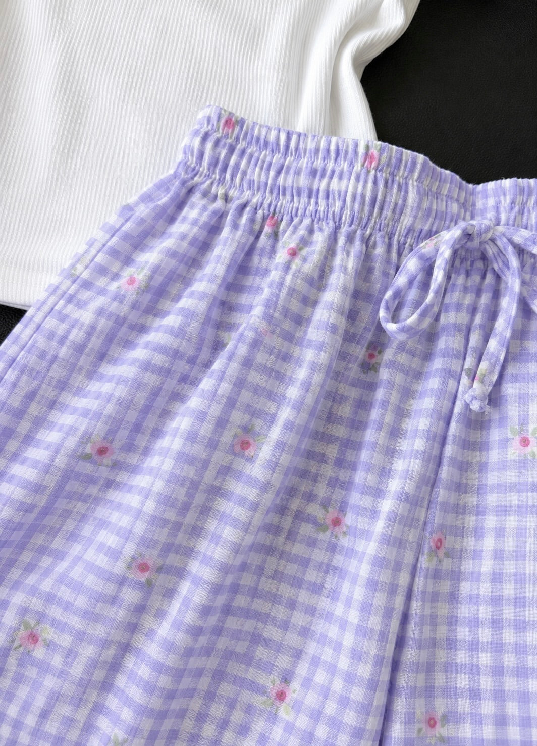 Lavender Daisy Mul Cotton Shorts