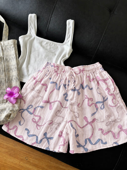 Bow Charm Mul Cotton Shorts