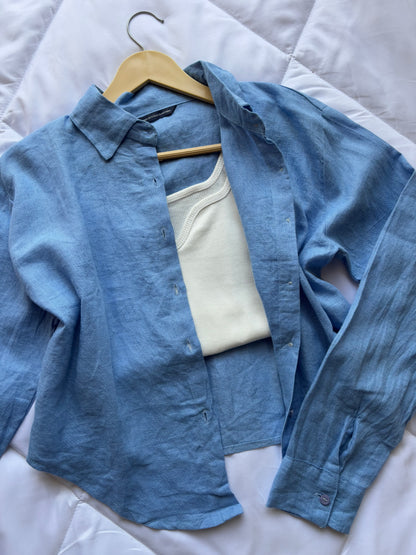 Blue linen shirt