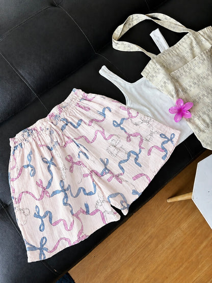 Bow Charm Mul Cotton Shorts
