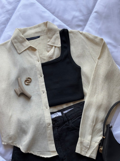 Beige linen shirt