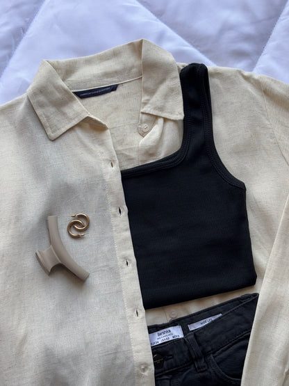 Beige linen shirt