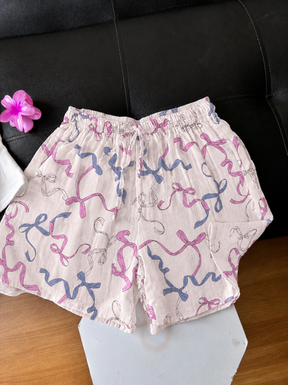 Bow Charm Mul Cotton Shorts