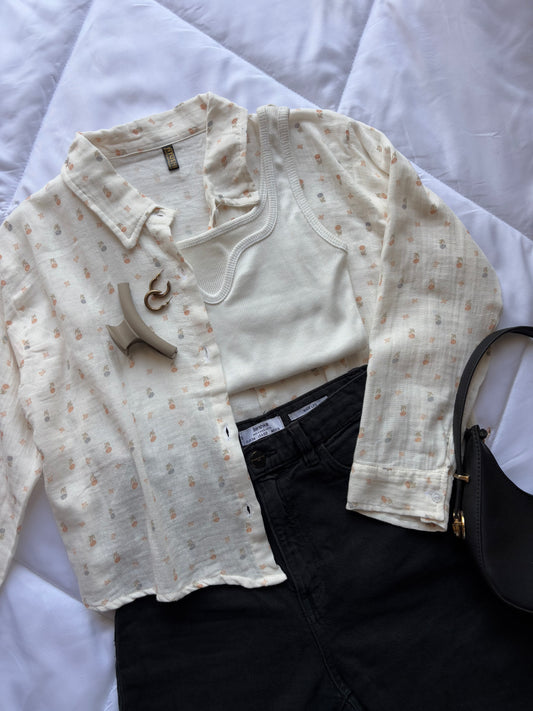 Printed linen shirt