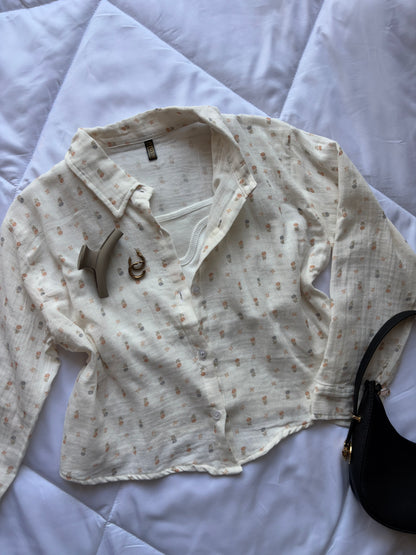 Printed linen shirt
