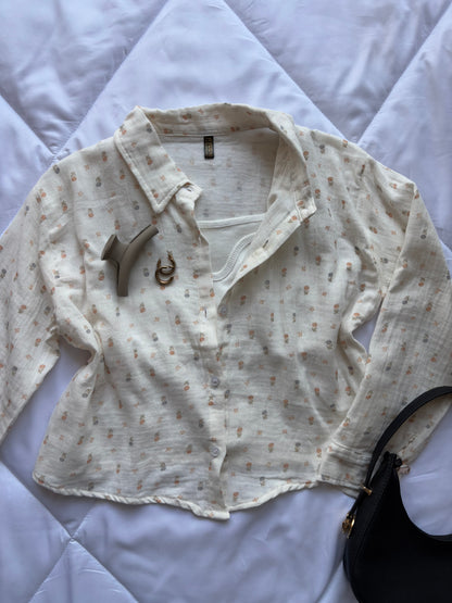 Printed linen shirt