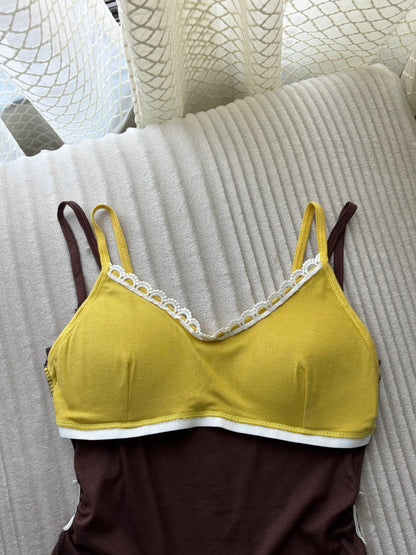 Sweetheart Gingham Built-in Bra Cami Tops