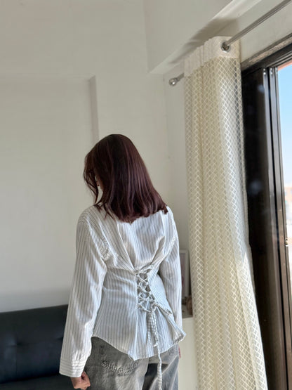 Beige Fitted Shirt (Corset back)