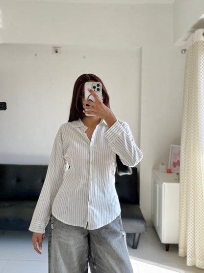 Beige Fitted Shirt (Corset back)