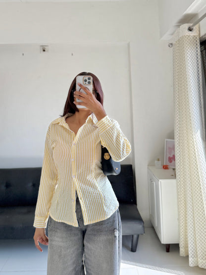 Yellow Fitted Shirt (Corset back)