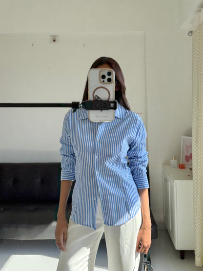 Blue Fitted Shirt (Corset back)