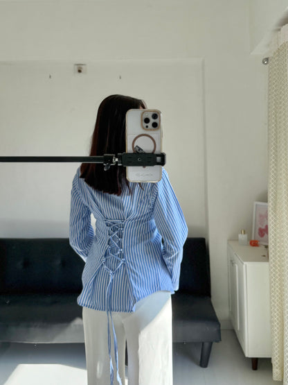 Blue Fitted Shirt (Corset back)