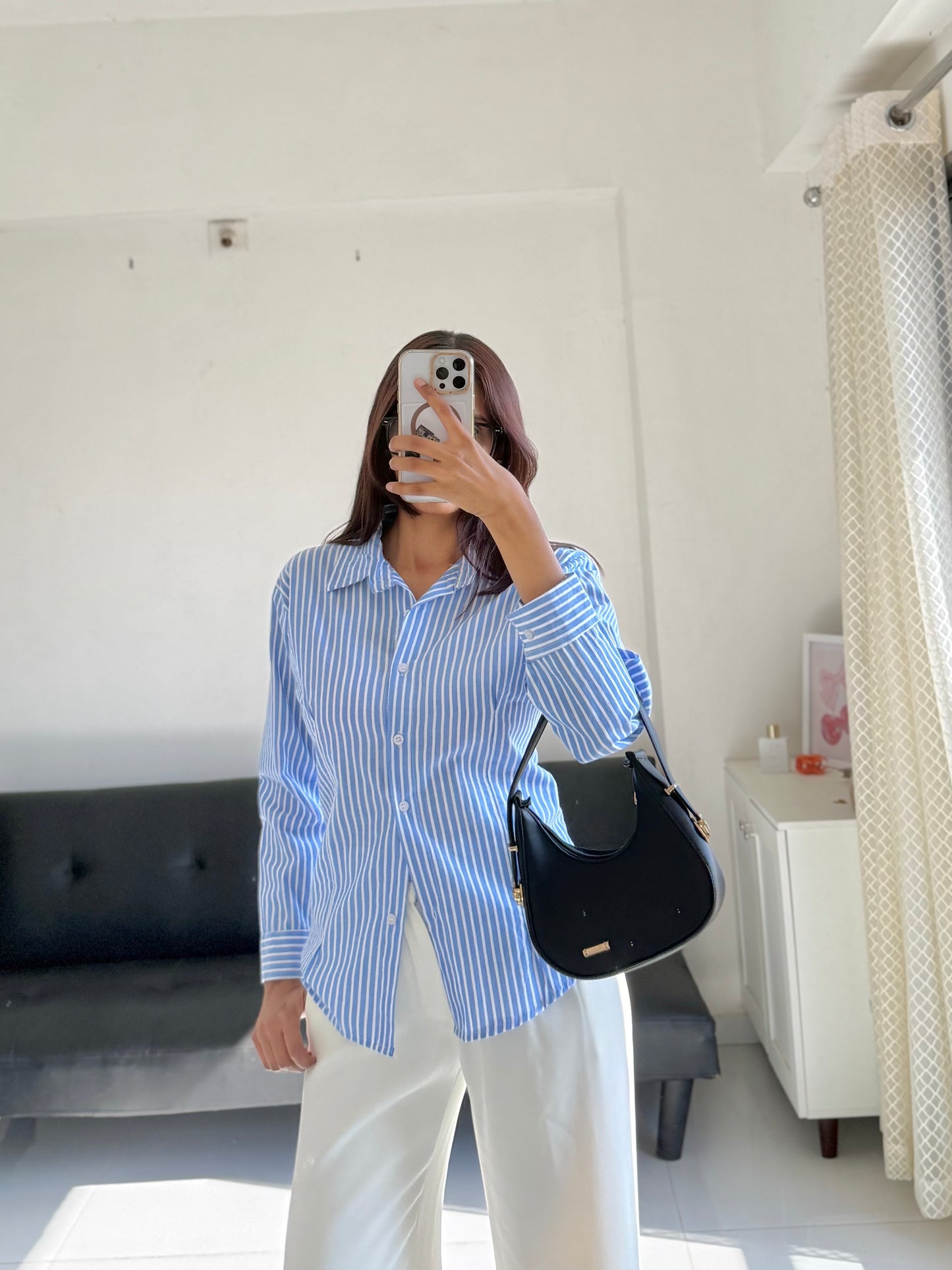 Blue Fitted Shirt (Corset back)