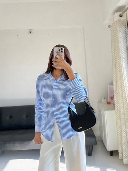 Blue Fitted Shirt (Corset back)