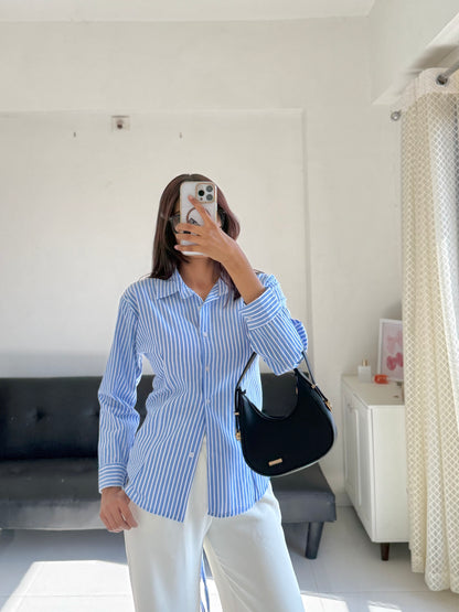 Blue Fitted Shirt (Corset back)