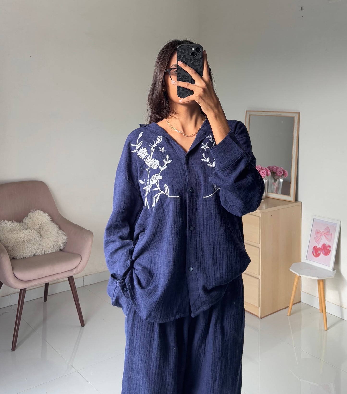 Blue Embroidery Pj sets