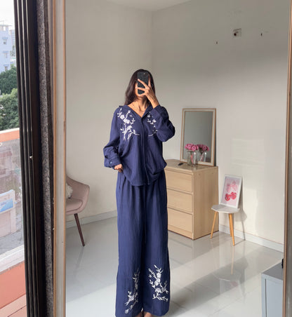 Blue Embroidery Pj sets