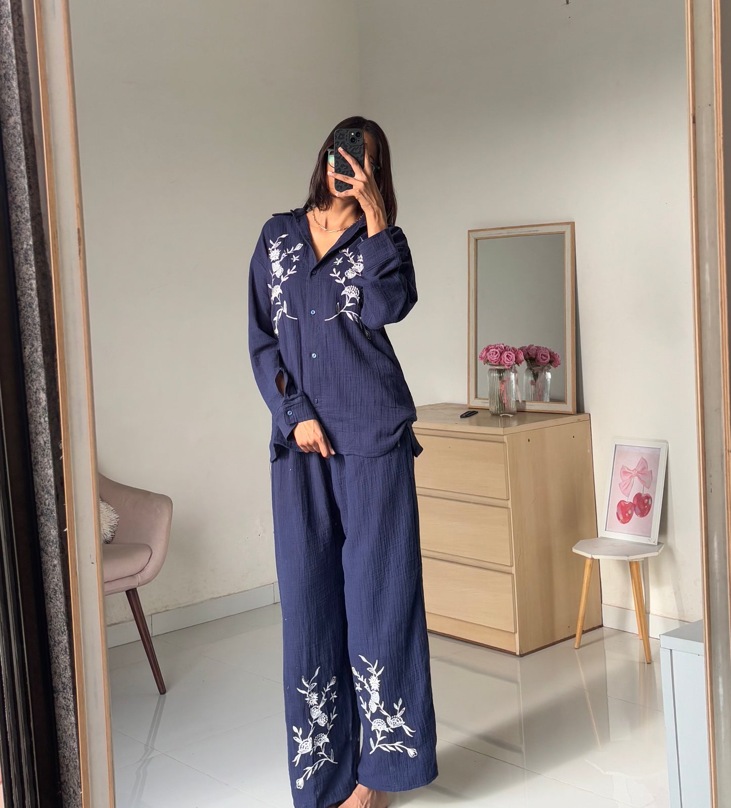 Blue Embroidery Pj sets