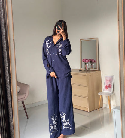 Blue Embroidery Pj sets