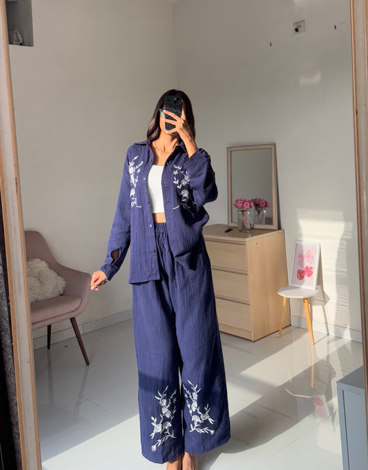 Blue Embroidery Pj sets