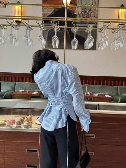 Blue Fitted Shirt (Corset back)