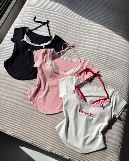 Forever 18 Lace Built-in Bra Tops