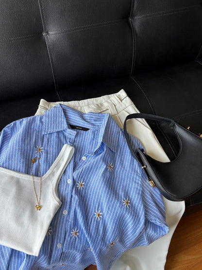 Blue Embroidery Shirt