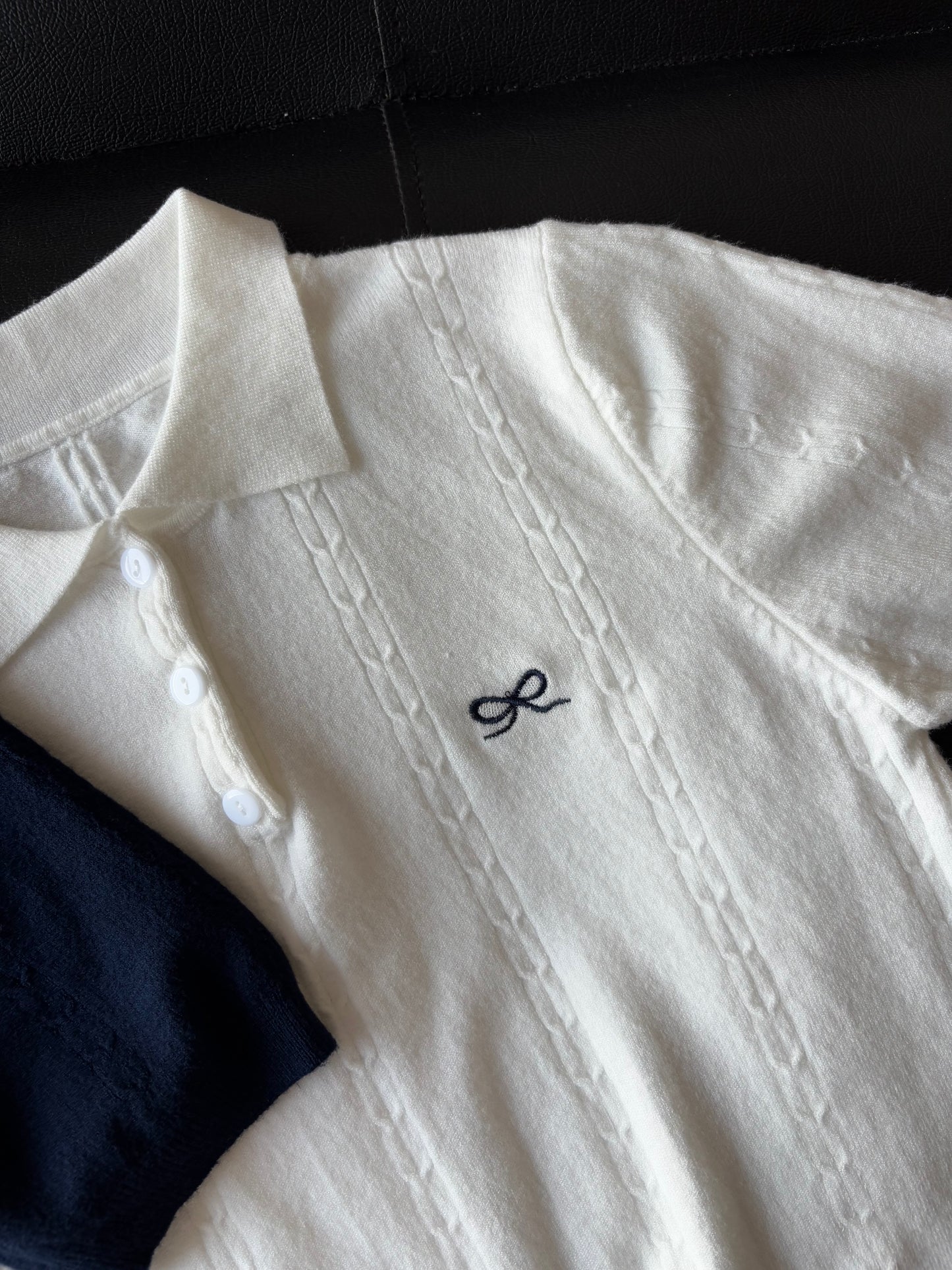 Korean Bow Embroidery Polo Tees