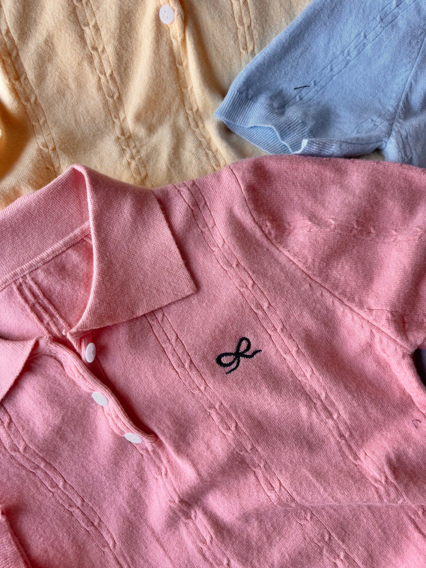 Korean Bow Embroidery Polo Tees