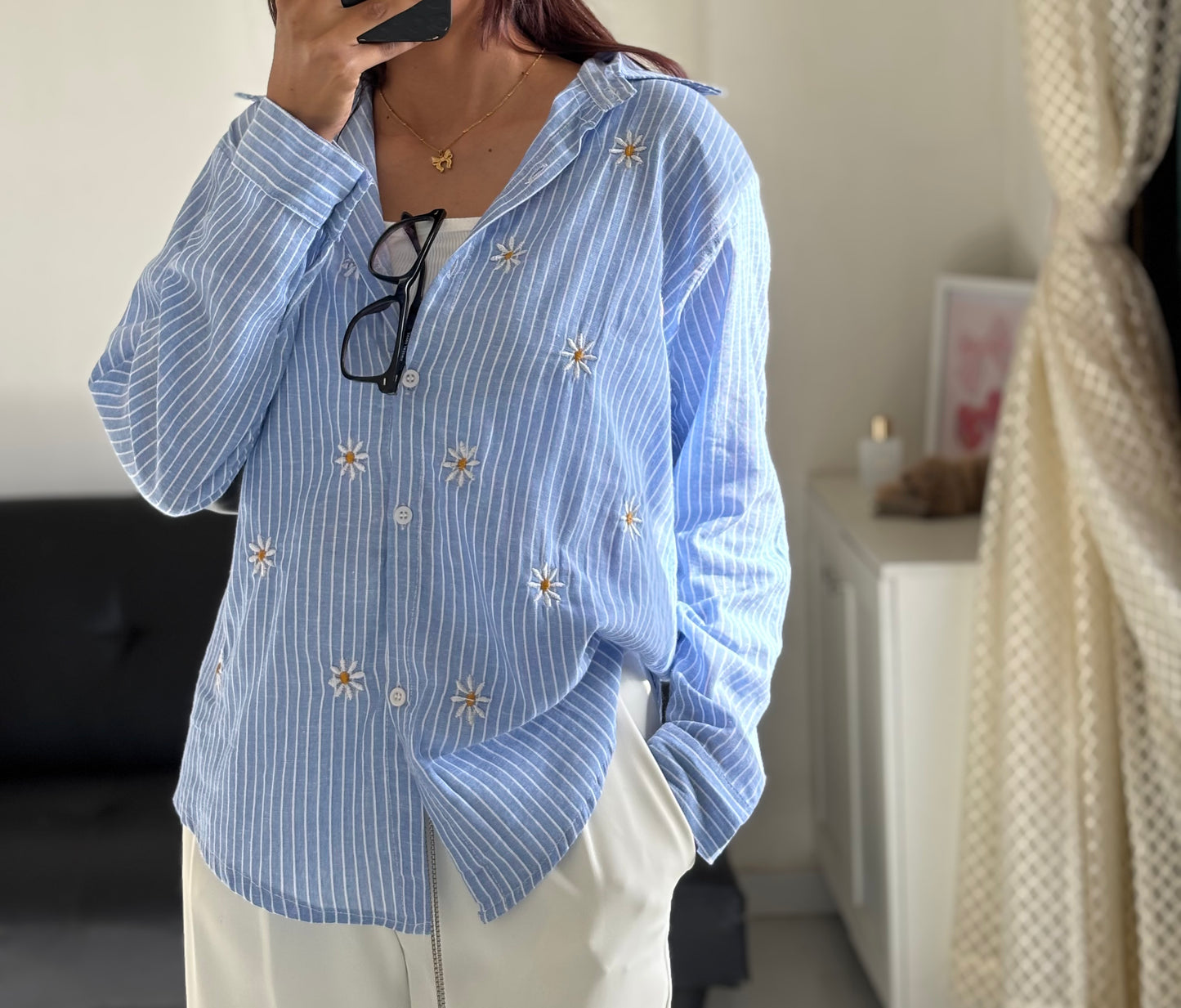 Blue Embroidery Shirt
