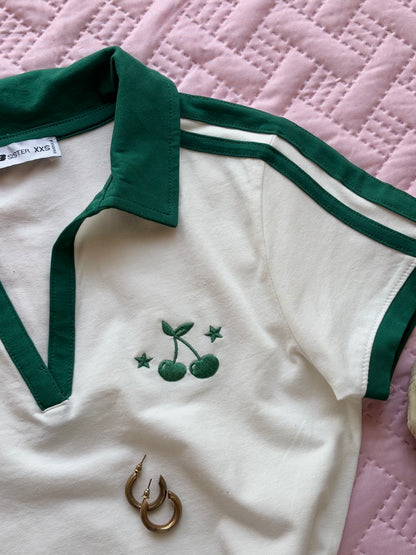"Cherry" Green Polo T-shirt
