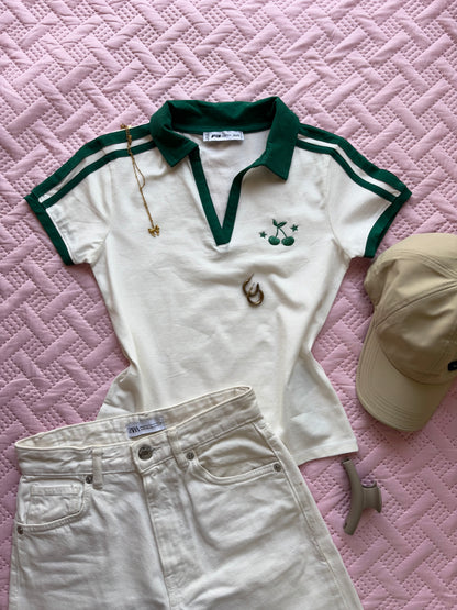 "Cherry" Green Polo T-shirt