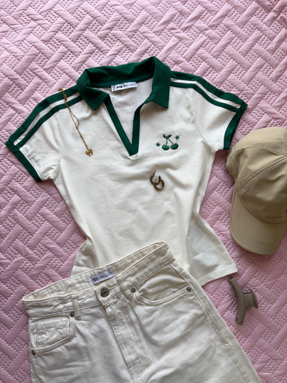 "Cherry" Green Polo T-shirt