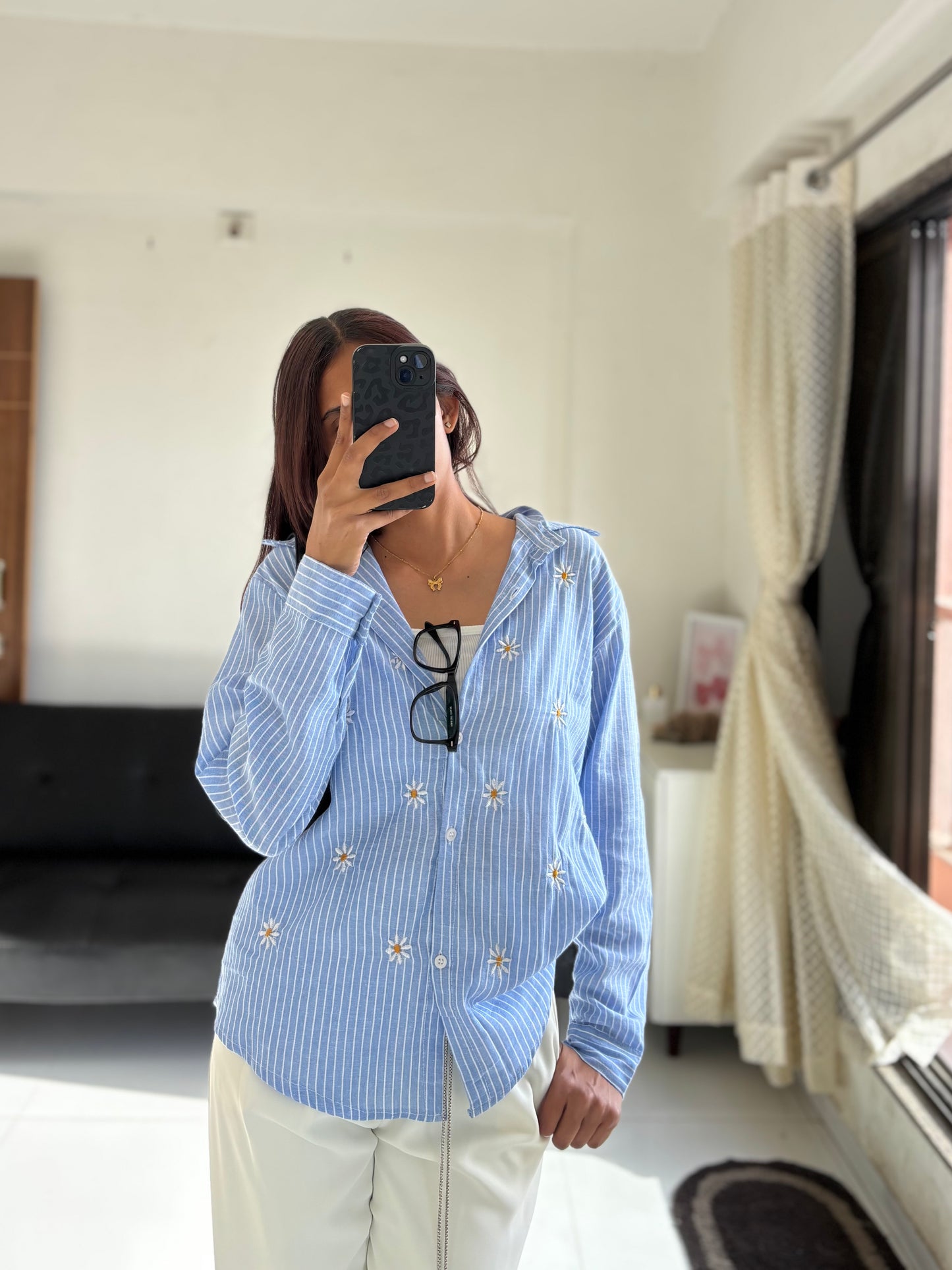 Blue Embroidery Shirt