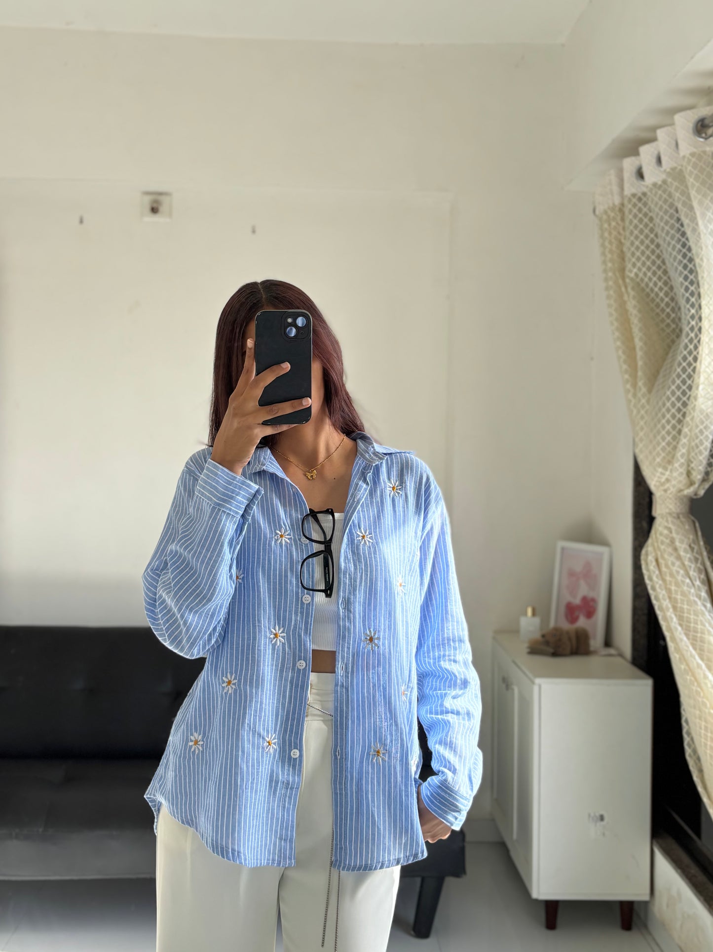 Blue Embroidery Shirt