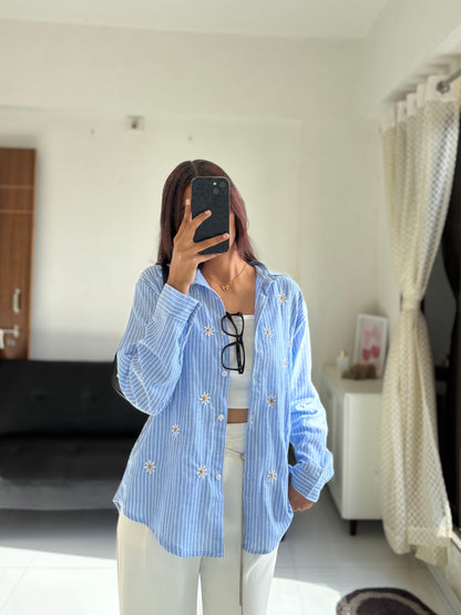 Blue Embroidery Shirt