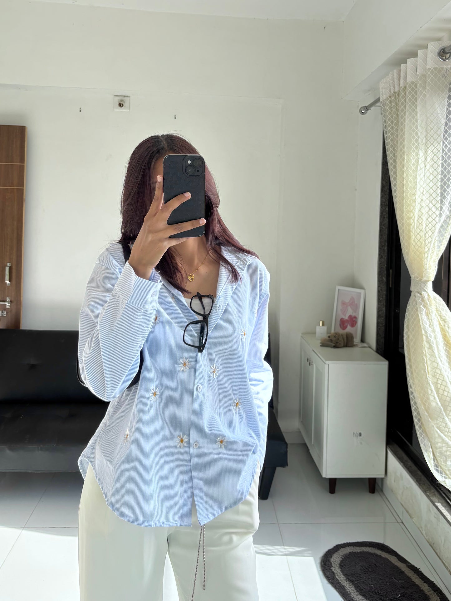 Sky Blue Embroidery Shirt