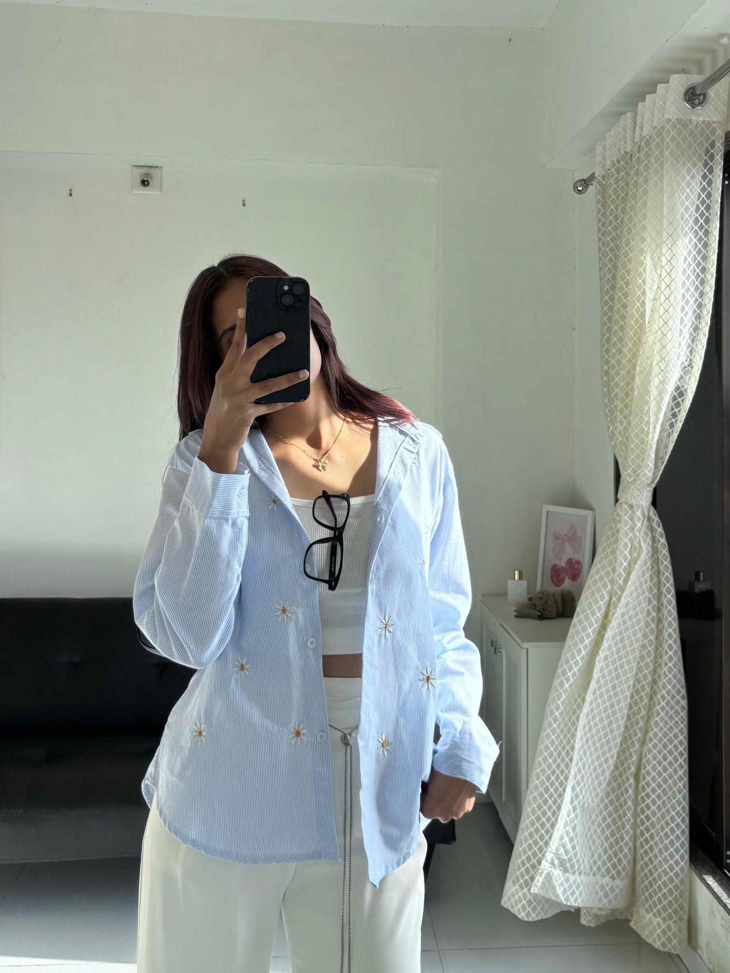 Sky Blue Embroidery Shirt