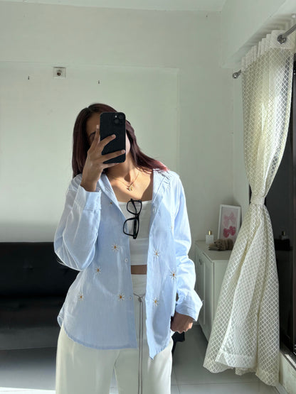 Sky Blue Embroidery Shirt