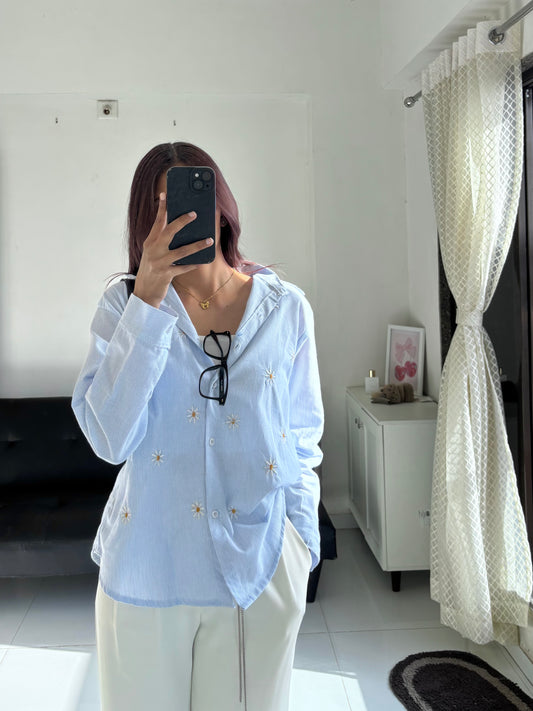 Sky Blue Embroidery Shirt
