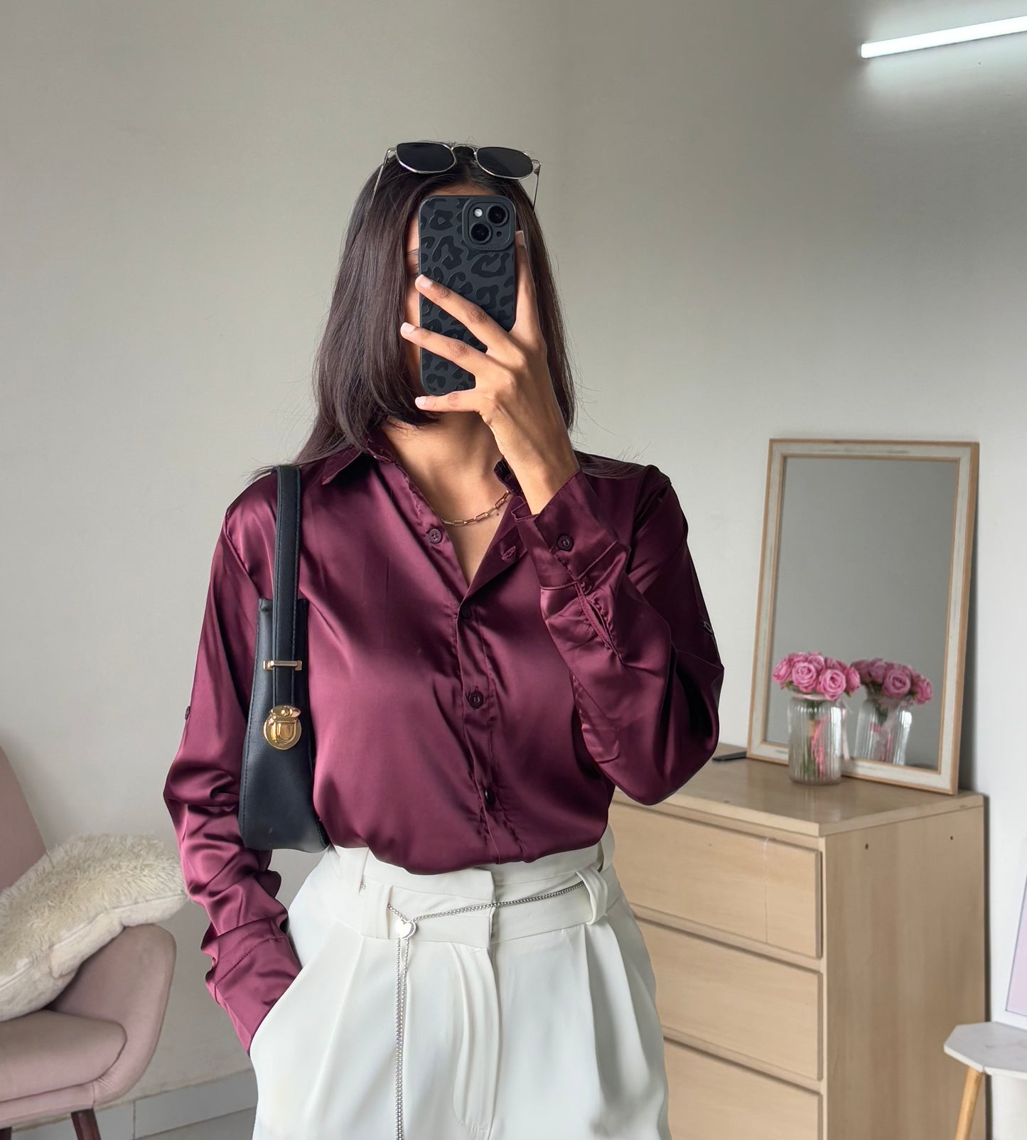 Satin Shirt (Wine)