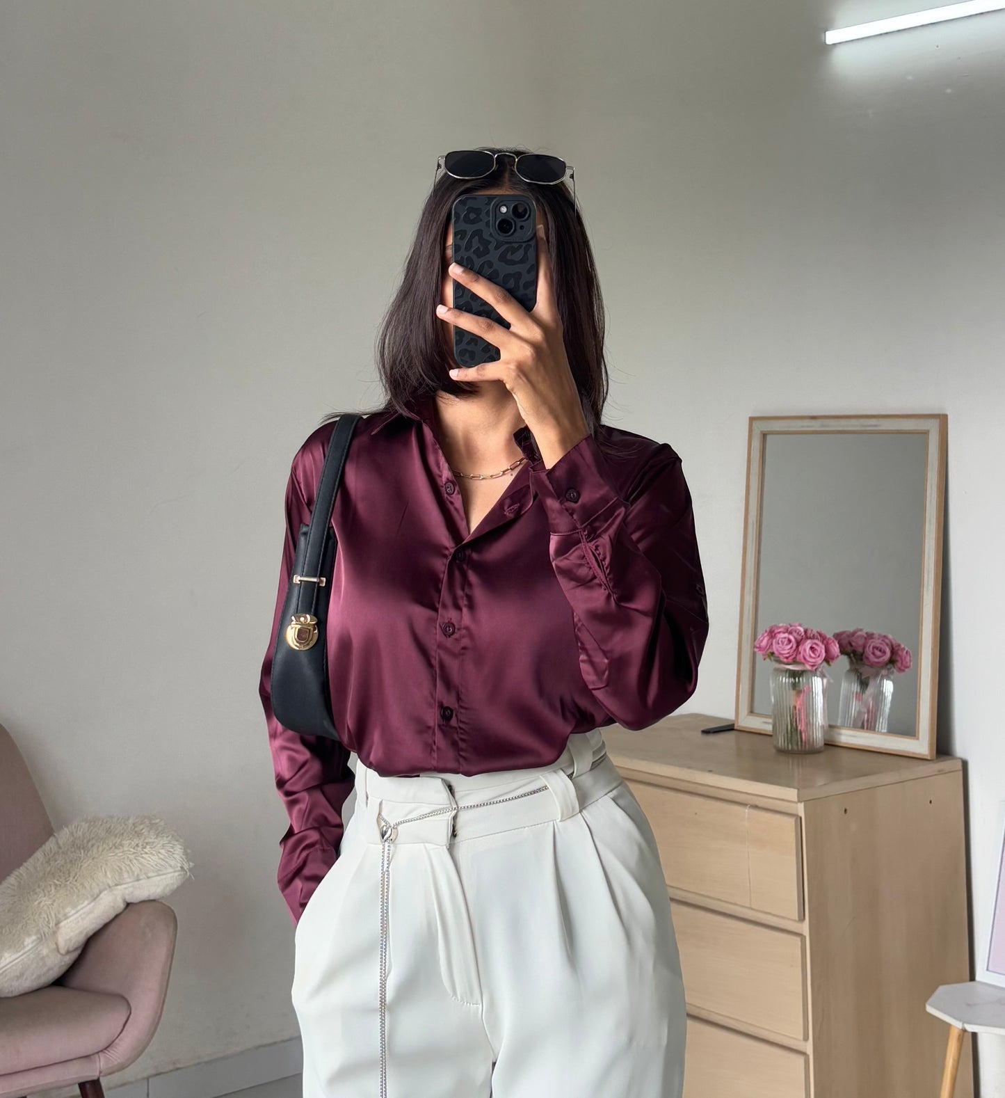 Satin Shirt (Wine)