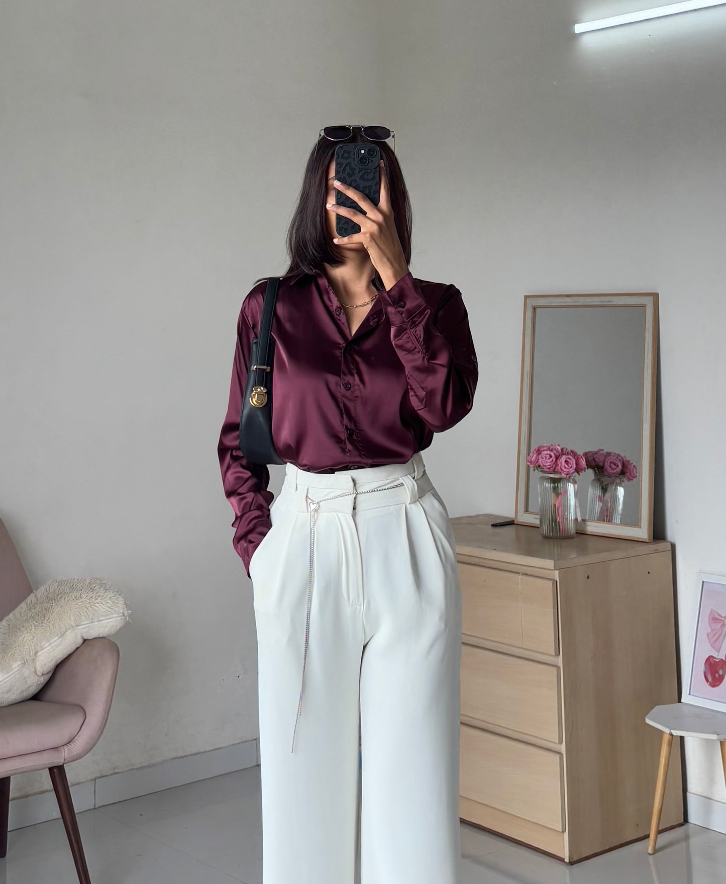 Satin Shirt (Wine)
